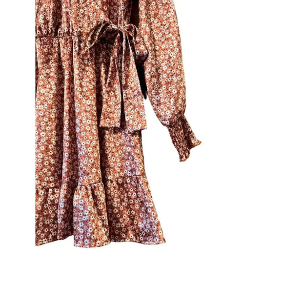 Alter'd State satin feel mini dress S ditzy floral Fall Chic faux wrap - Picture 5 of 8